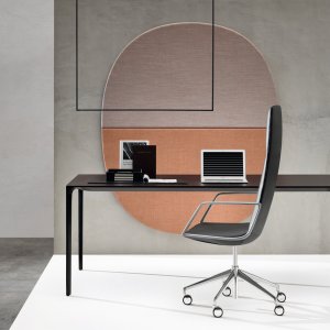 Hotel public hall with Nuur meeting tables by Arper