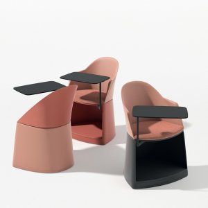 Cila Go stool on its storage base with cushion