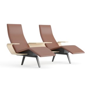 Height-adjustable glide below the Pausit aluminium leg
