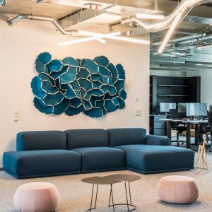 Pix ottomans joined into a seating run