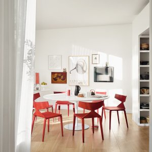 Wooden shell, steel frame: the Saya chair by Arper