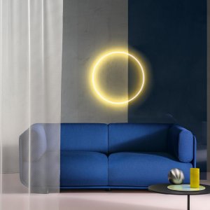 Bi-material Shaal sofa with shell and cushions in different fabrics