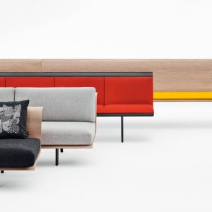 Zinta bench along a corridor in an office
