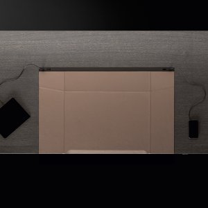 Eleva director table raised to standing height in a corporate cabin