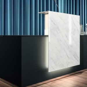 Antibacterial melamine front of the Lux reception desk