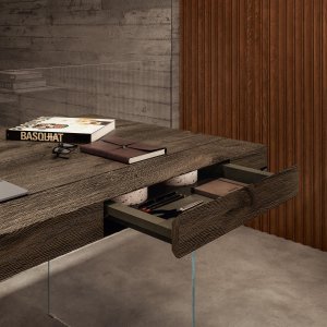 Modern executive desk Air by LAGO in glass and wood