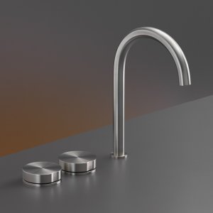 Circular spout and rosette of a Giotto by Cea Design tap