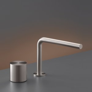 Satin steel surface of the Opus tap in close-up