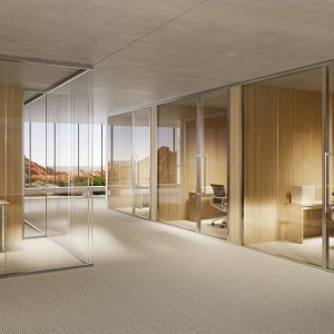 Slender partition walls by Citterio in a corporate office