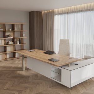 Cloud executive desk in wood, 200 × 100 cm