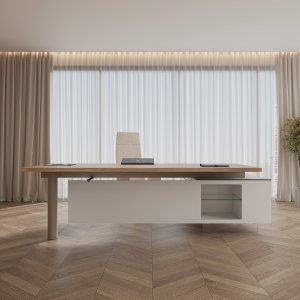 Modern office table Cloud by Codutti with tempered glass top
