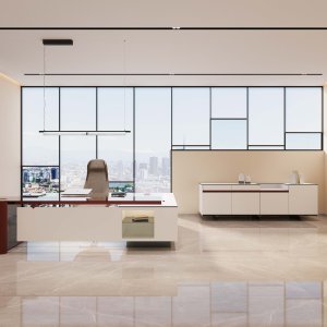 Leather-clad structure on the Cloud executive desk