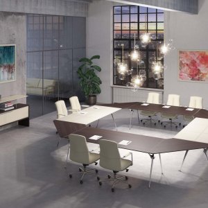 Executive office in India furnished with a Genesis desk and cabinets by Codutti