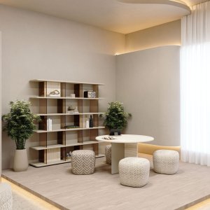 Solid wood Ginza meeting table by Codutti, front view