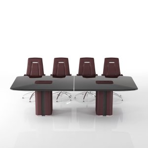 Slate stone worked like leather on the leg of an Omega table by Codutti