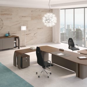 Screen lift raised on a Codutti AlfaOmega conference table