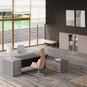 Boardroom table One by Codutti for 14 people with wood-glass-wood top