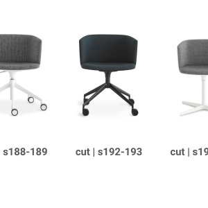 Fully upholstered Cut chair at a meeting table