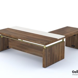 Straight leg with removable cable panel on a Della Rovere I Rovereschi desk
