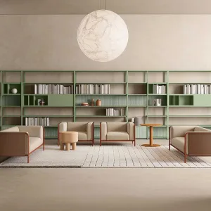 Elisa Ossino's Line System in white steel with yellow back