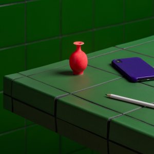 Lobby with a coloured Din wall by Mutina