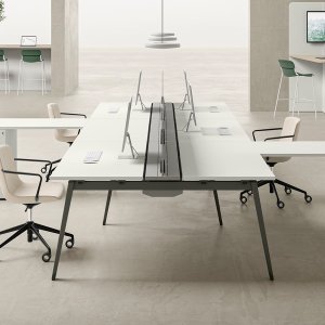 E-Place meeting table 300 x 120 on two columns with square base