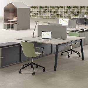 E-Place bench desking with central aluminium rail, DVO Office