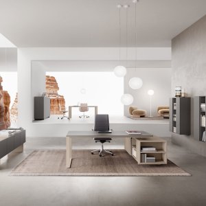 Planeta desk with 92.5 cm deep service unit