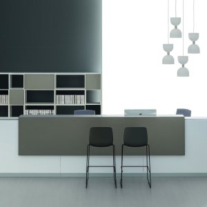 Qubo reception desk composition 5 with interchangeable sides