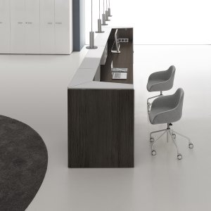 Two-way 90 degree corner module of a Qubo reception desk