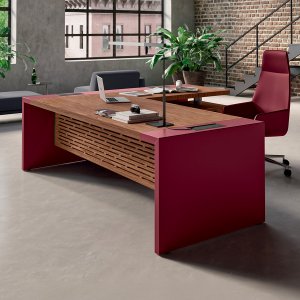Designer office table e-10 in three-module configuration