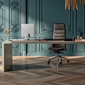Quadrifoglio e-10 with walnut top and leather writing inlay