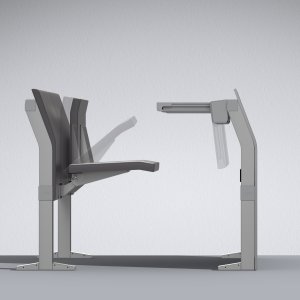 Upholstered seat and back of the E5000 system