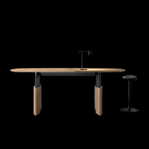 Eleva top viewed from above with leather pad and devices