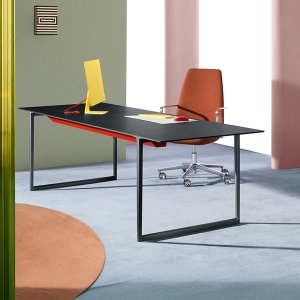 Elinor upholstered in category P leather on a satinized base