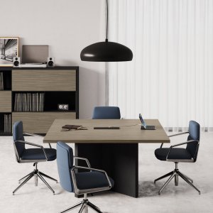 Elite compound boardroom table 560 cm with wire-manager column for a corporate headquarters