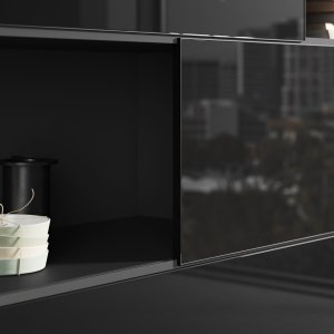 Elite boiserie shelves with LED strip as video-call background