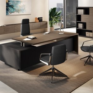 Elite executive cabin by Las Mobili and Progetto CMR — table, storage and boiserie in one code