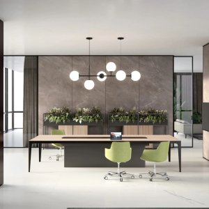 Square meeting table Grand More by Estel with central top access and cable sleeve