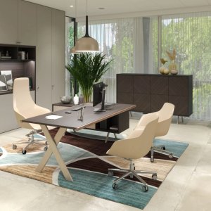 Sant'Andrea executive desk with crossed aluminium structure