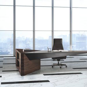 Euclideo executive desk by i4Mariani in standard ebony veneer