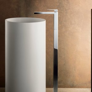 Chrome Fantini Mint concealed shower: hand shower set below the diverter control