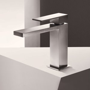 Fantini Mint washbasin mixer in Matt Gun Metal PVD, side elevation