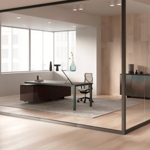 Director table Fattore Alpha with side panel and supporting return