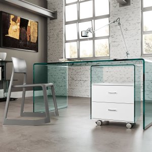 Rialto desk by FIAM Italia in curved glass