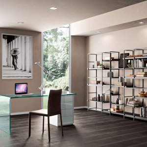 Rialto L shelves with chrome metal brackets