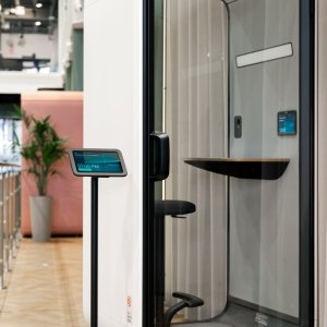 Recycled PET sound absorbing walls of Framery One Compact