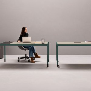 Fluido trolley by Martex with oak shelves on castors