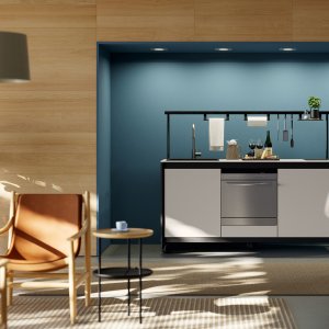Fluido trolley by Martex beside a collaborative table