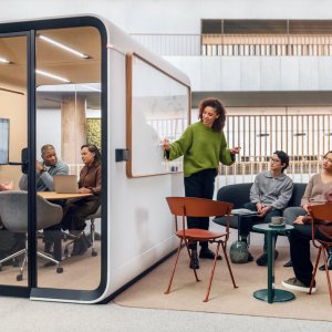 Framery Six meeting room on a busy Indian office floor